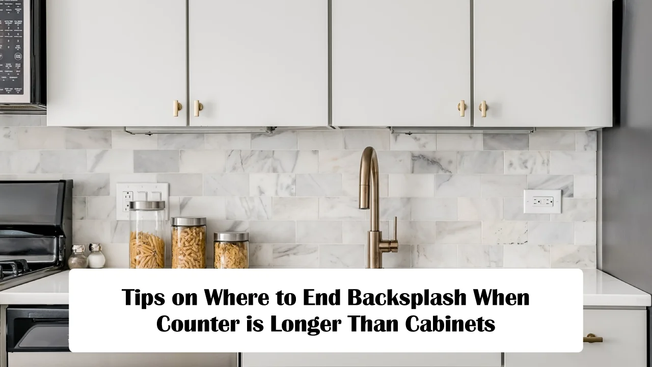 where to end backsplash when counter is longer than cabinets